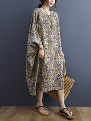 Ethnic Style Retro Print Loose Maxi Dress