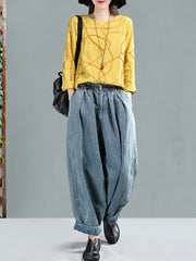 Loose Fitting Lantern Jeans Pants