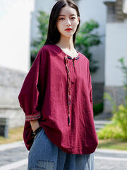 Vintage Loose Handmade Button Cropped T-Shirt