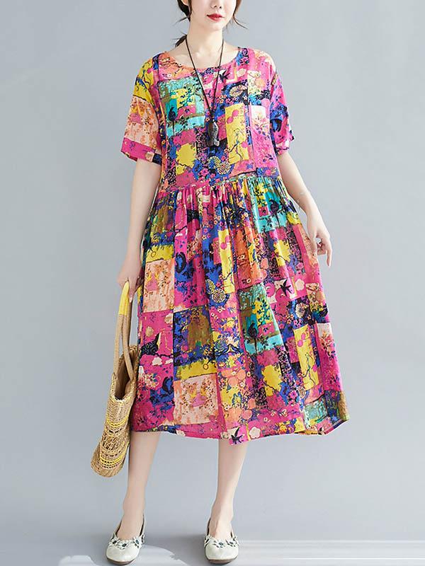 Loose Print A-Line Loose Dress