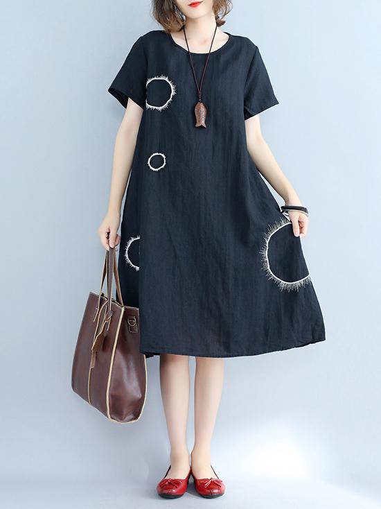 Irregularity Circle Cotton Shirt Dress