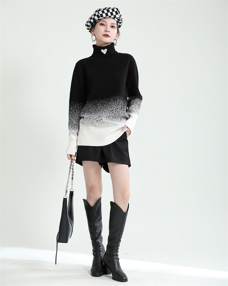 Original Design Gradient High-Neck Sweater