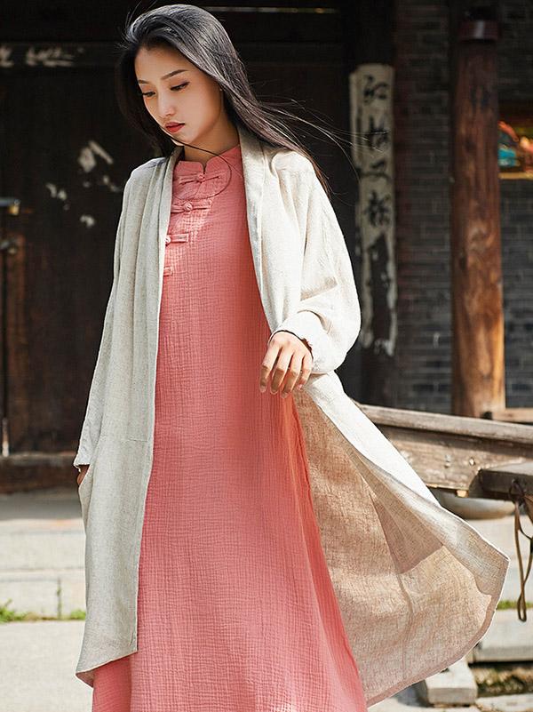 Retro Linen Cotton Long Cover-up