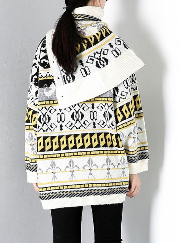 Women Pullover Print Stretch Sweater