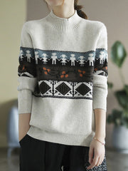 Vintage Loose Print Casual Sweater