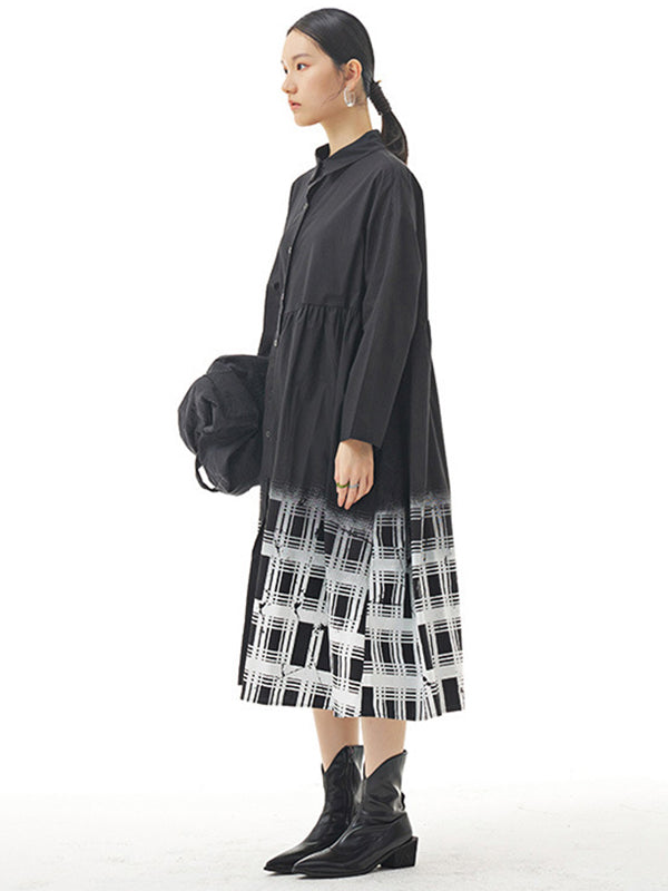 Urban Roomy Asymmetric Long Sleeves Gradient Midi Dress Shirt Dress