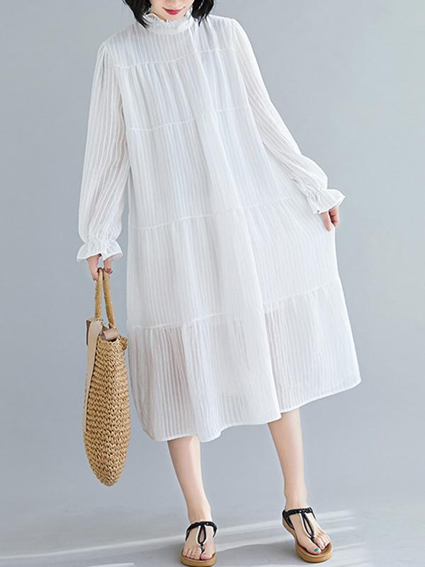 Loose Solid Midi Dress