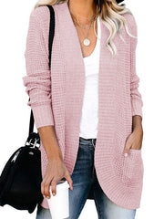 Casual Solid Color Knitted Cardigan Top