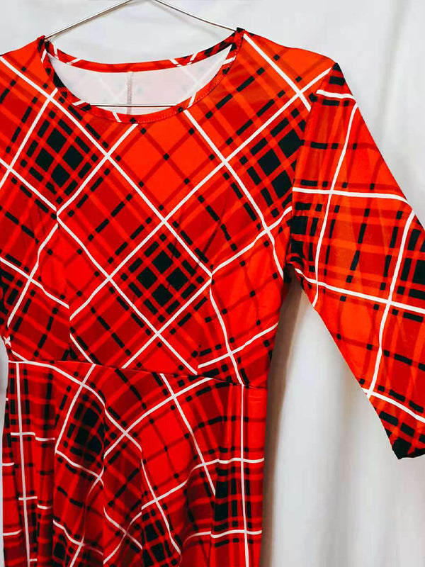 Classic Plaid Half Sleeve Mini Dress