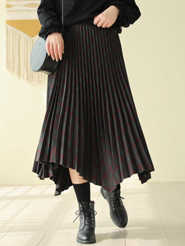 Vintage Cropped Plaid Pleated Skirt