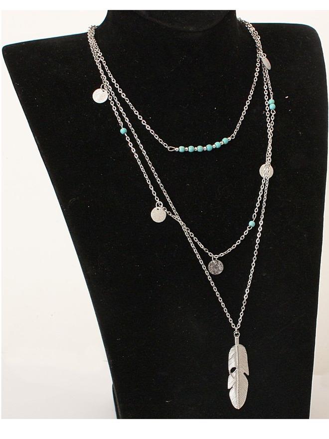 Sequined Alloy&Turquoise Necklaces
