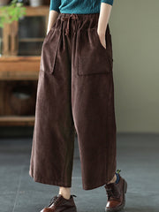 Vintage Corduroy High Waist Loose Wide-Leg Pants