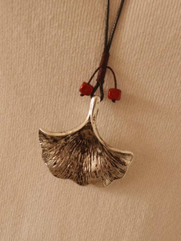 Vintage Ginkgo Leaf Long Necklace