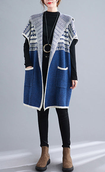 Knit Bat Sleeve Cardigan Hooded Cape Coat