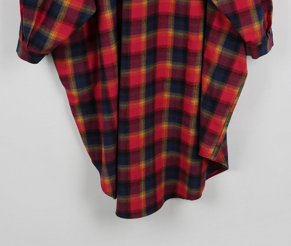 Plaid Long Sleeve Shirt Dress