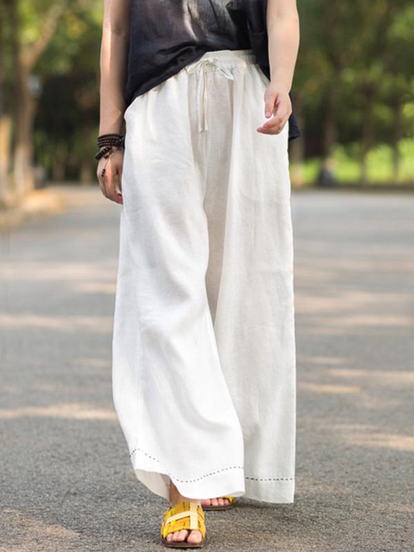 Vintage Linen Drape Wide Leg Pants