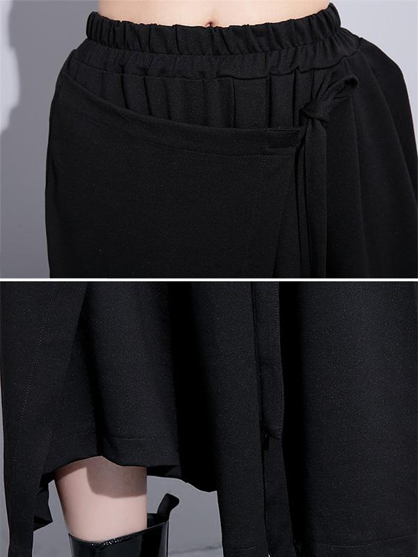 Black Loose Casual Pants Lace-Up Wide Leg Pants