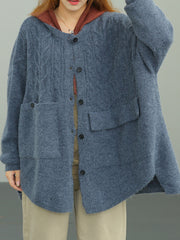 Casual Loose Solid Color Sweater Coat