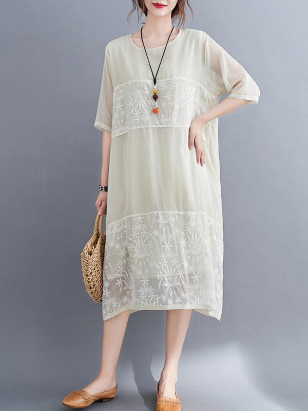 Original Split-Joint Hollow Lace Dress