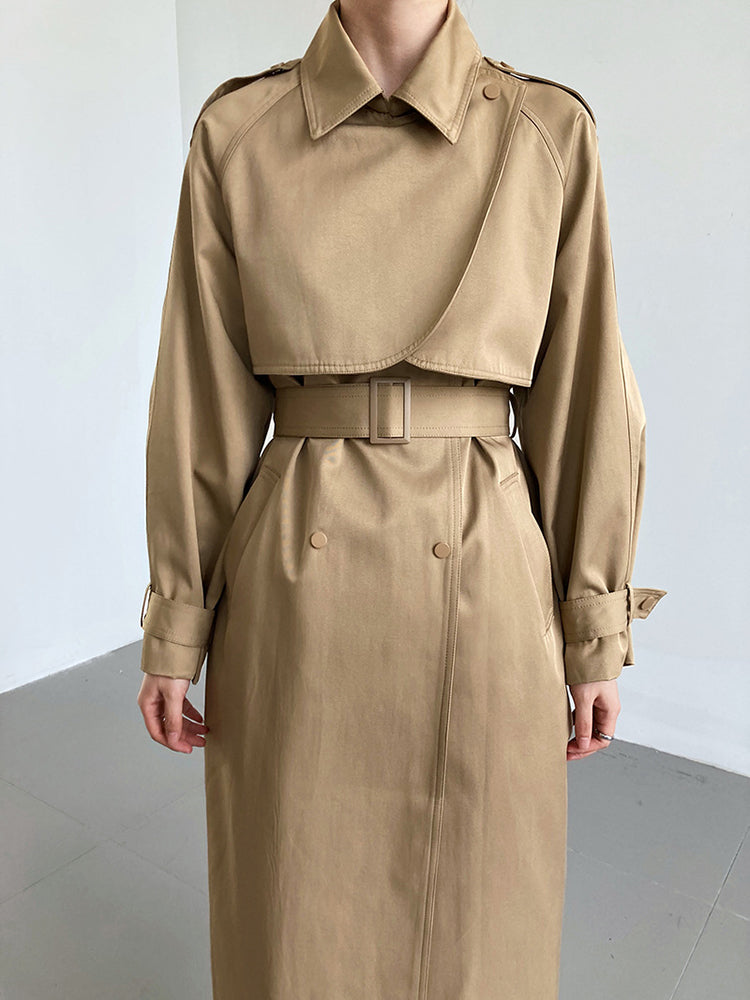 Casual Mid-Length Coat With Belt