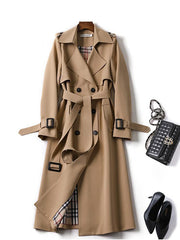 Solid Color Lapel Collar Mid-Length Coat