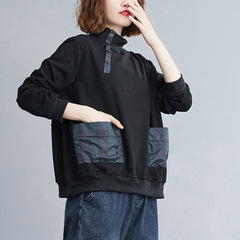 Mock Neck Split-Joint Loose Sweatshirt
