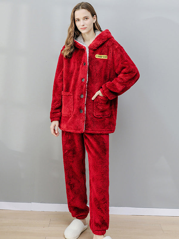 Women Hooded Pajamas Two Piece Set