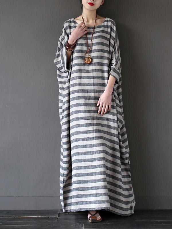 Vintage Loose Striped Dress