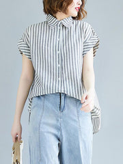 Loose Striped Short Sleeve Shirt