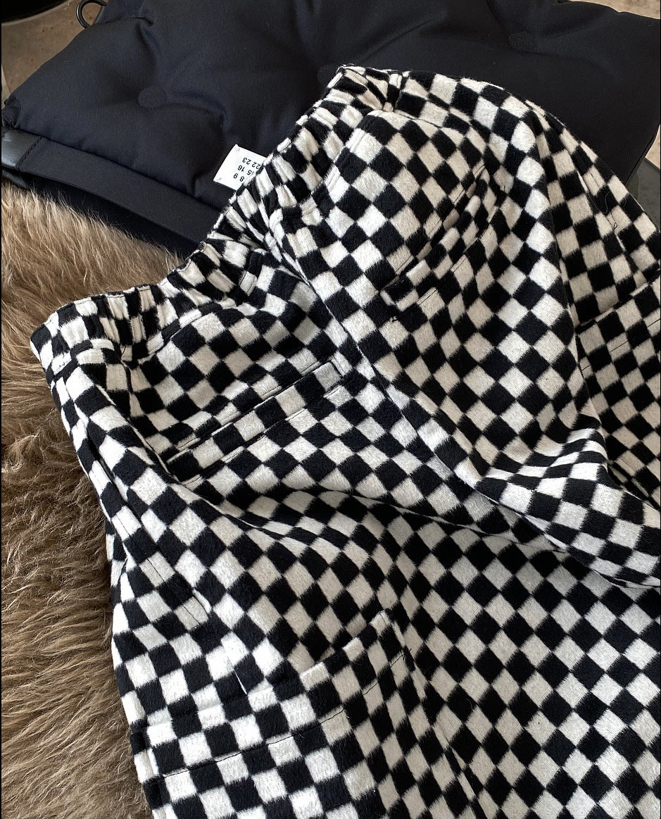 Casual Checkerboard Plaid Skirt