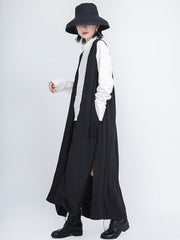 Black Sleeveless Loose Long Vest