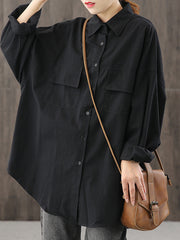 Loose Solid Casual Long Sleeves Blouse