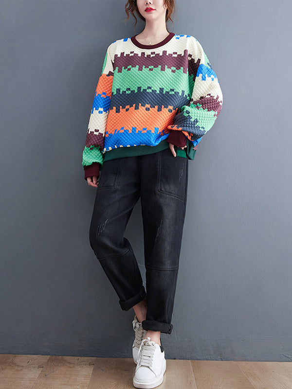 Loose Color-Block Splicing Sweatshit