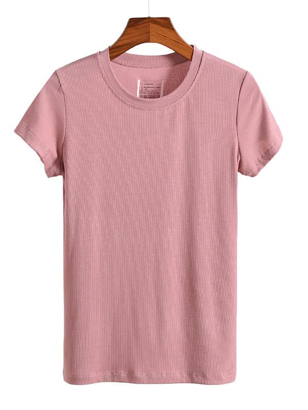 Solid Color Round Neck T-Shirt