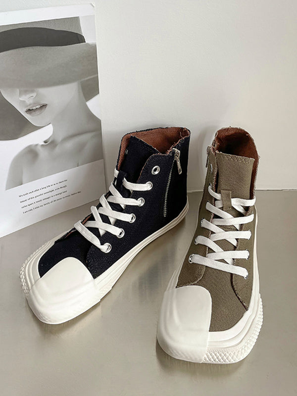 High-Top Breathable Flat Canvas Shoes