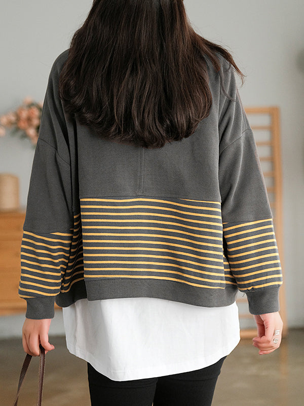 Loose Knit Striped Long Sleeve Cardigan Top