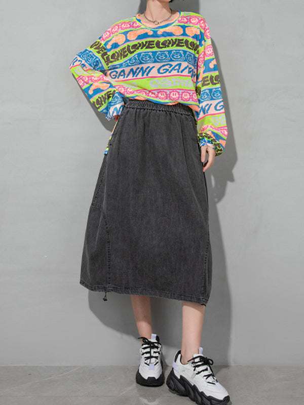 A-line Casual Summer Denim Skirt