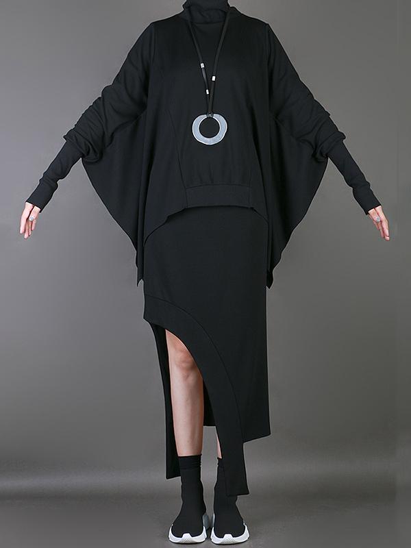 Loose Solid Cropped Batwing Cloak