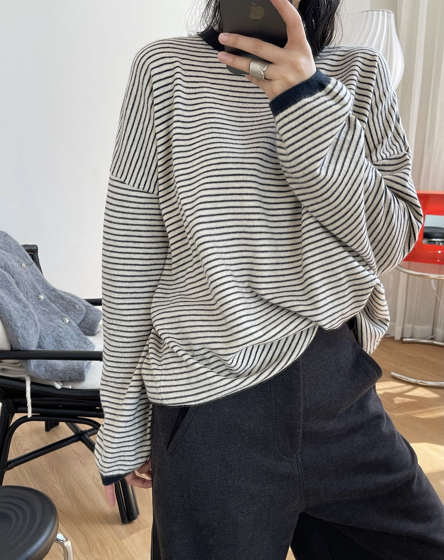 Retro Loose Striped Knitted Sweater