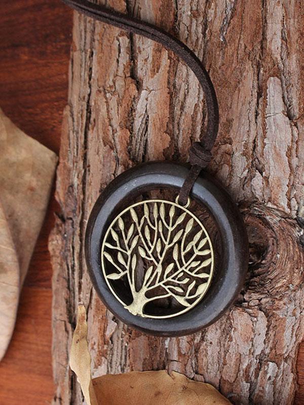 National Wood Ring Necklace