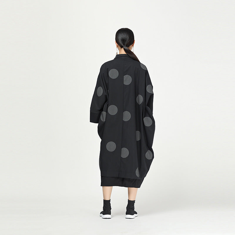 Retro Polka Dot Cloak Irregular Outwear