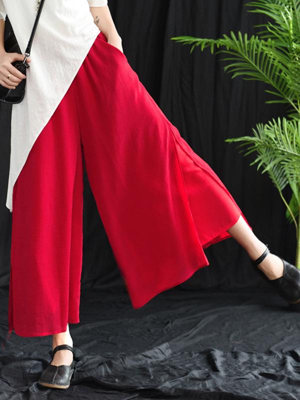 Loose False-two Split-side Pants