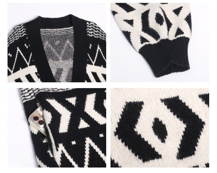 Urban Printed Long Knitted Outwear