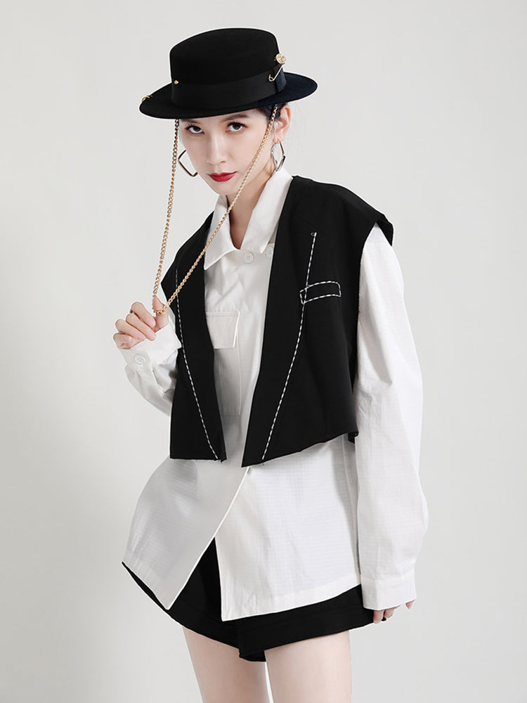 Casual Lapel Collar Irregular Design Long Sleeve Shirt