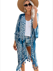 Casual Beach Printed Tassel Cardigan Outwear