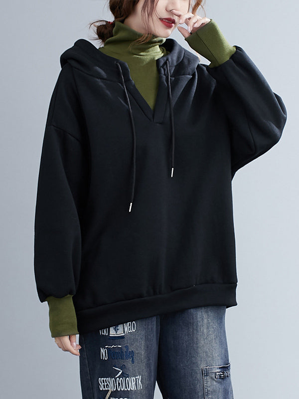 False Two Split-Joint Hooded Sweatshirt
