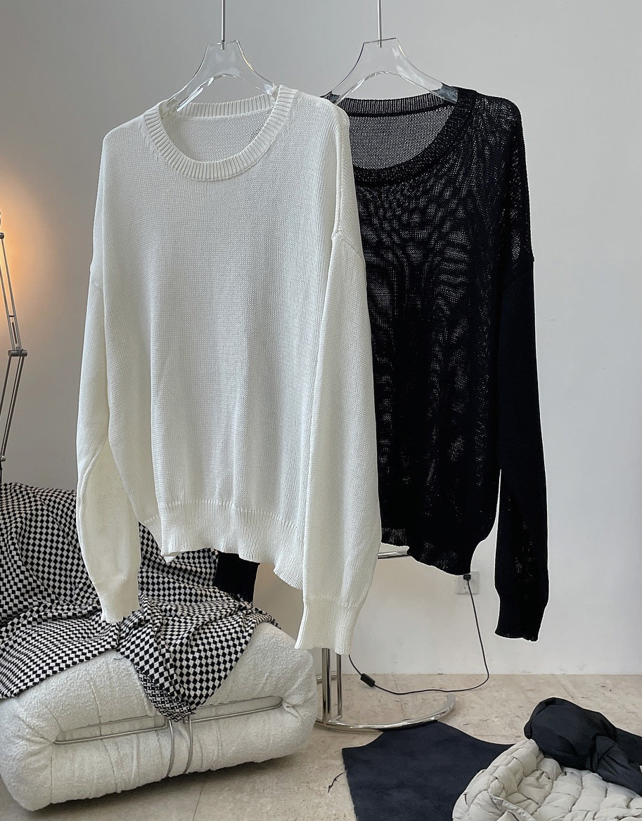 Simple Solid Color Crewneck Sweater