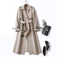 Solid Color Lapel Collar Mid-Length Coat