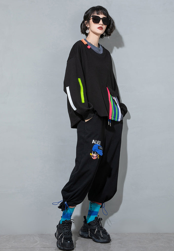 Women's Stitching Printed Long Sleeve Sweatshirt