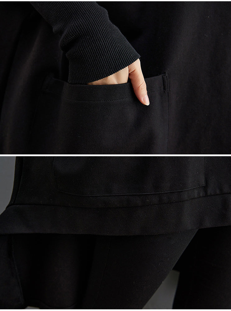 Large Size Solid Color Long Sleeve Loose Sweatshirt